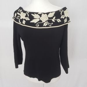 BCBGMaxAzria Embroidered Knit Top